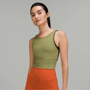 Lululemon | Power Pivot Ribbed Tank Top Bronze Green - Size 10